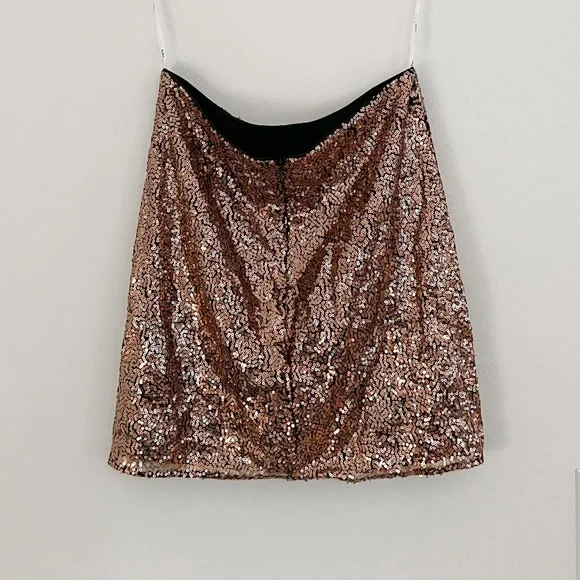 Lulu’s | Mood to Move Bronze Sequin Lace-Up Two-Piece Mini Skirt Matching Set - Picture 10 of 13